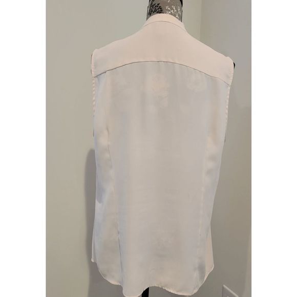 Anne Klein Light Peach Sleeveless Button-down Blouse with Tie - Picture 4 of 7